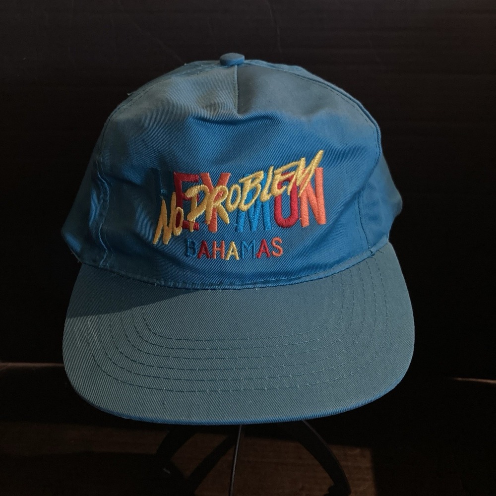 Vintage Bahamas Teal SnapBack Hat, "Hey Mon No Problem" Embroidered